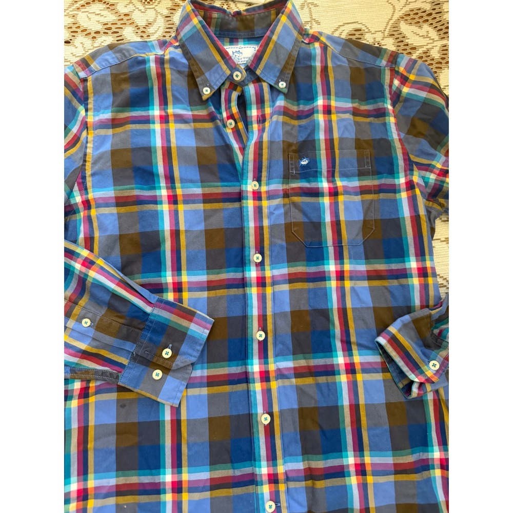 Southern Tide Mens Classic Fit Plaid Button Down Shirt Multi Color Size Small